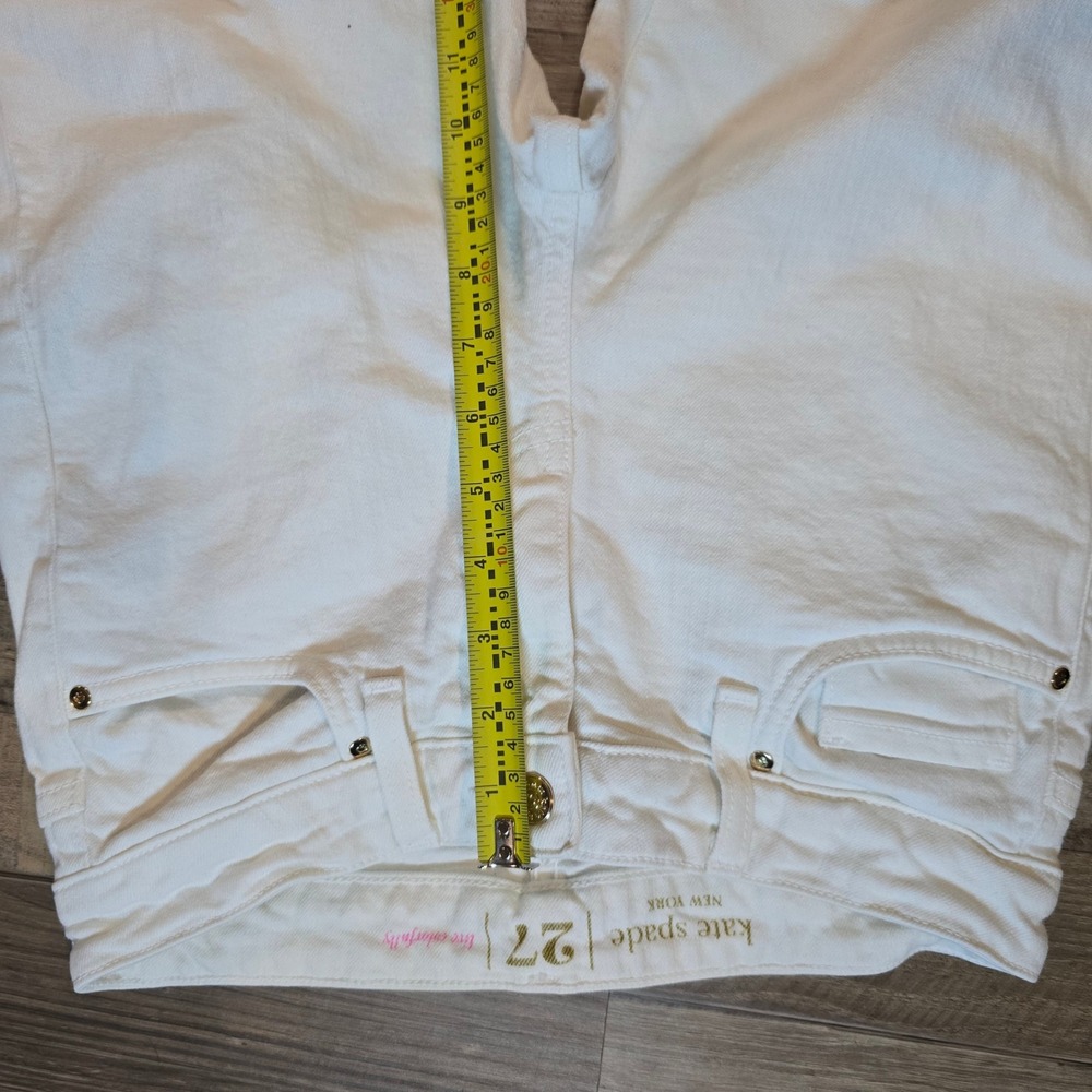 Kate Spade New York White Straight Leg Denim Jeans Size 27 /4 Gold Broome Street - Picture 7 of 14